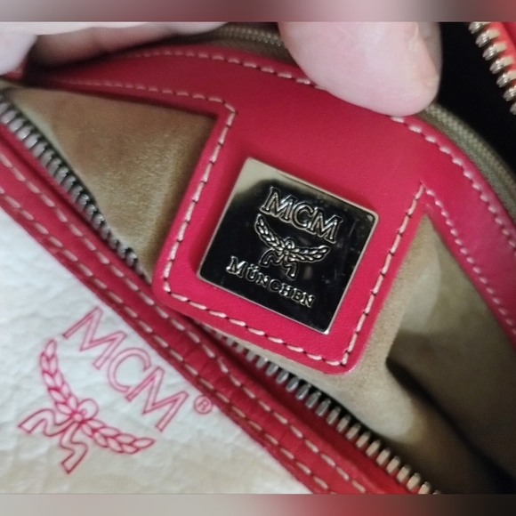 MCM Pink and White Boston Bag w/MCM Charms - Picture 10 of 12